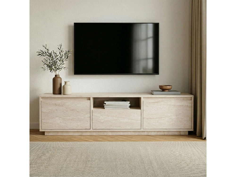 Houten TV-meubel "Sentinel" - 160 x 30 x 42 cm - Travertin