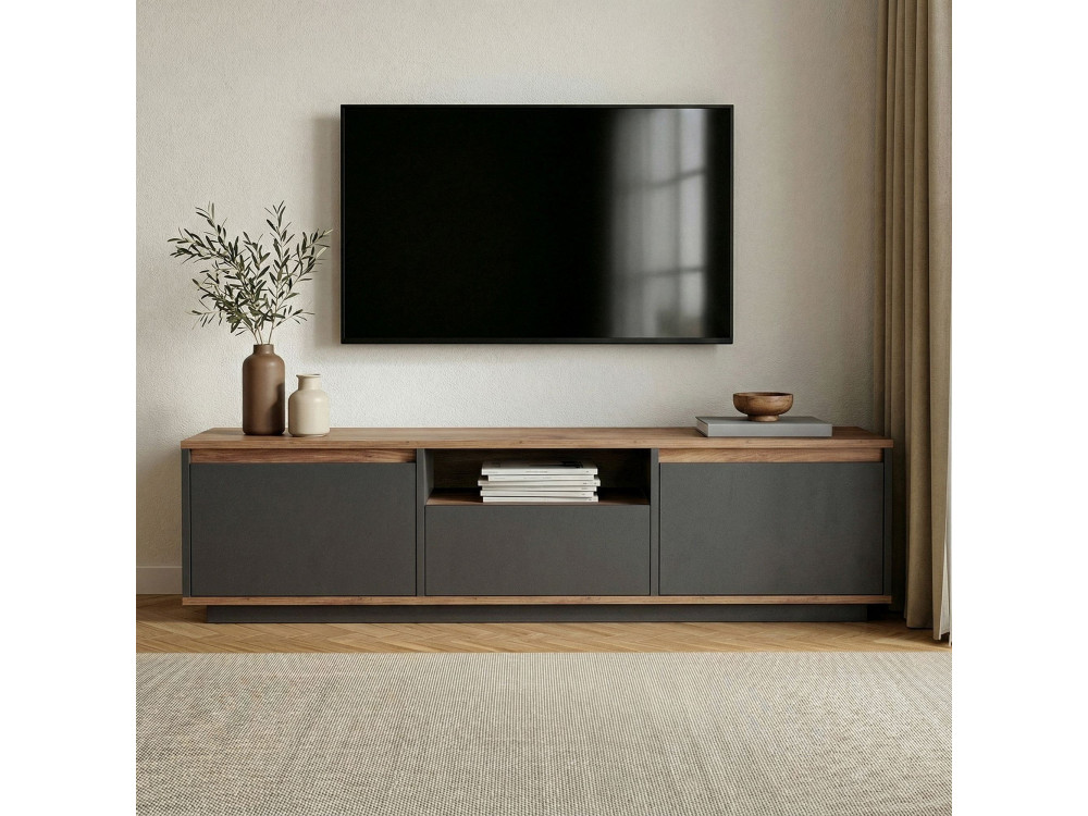Houten TV-meubel "Sentinel" - 160 x 30 x 42 cm - Antraciet grijs