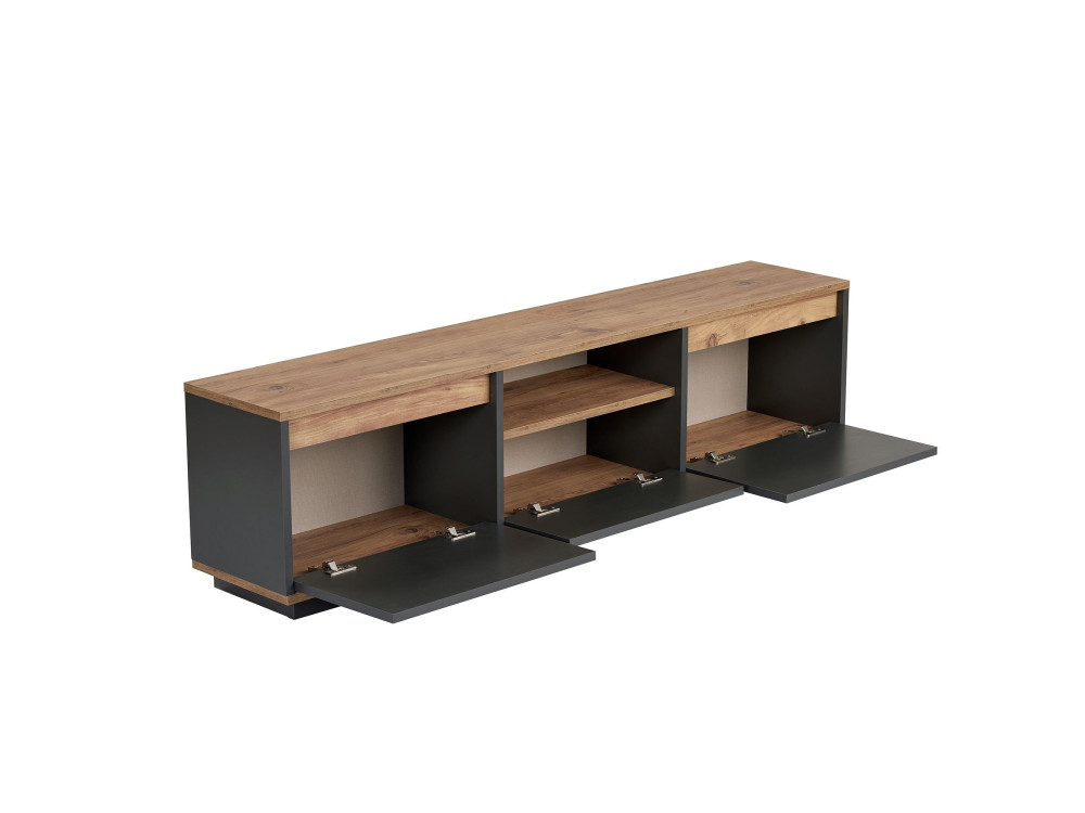 Houten TV-meubel "Sentinel" - 160 x 30 x 42 cm - Antraciet grijs