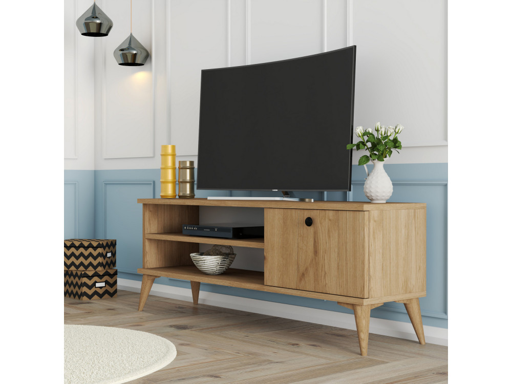 Retro" houten TV-meubel - 120 x 29 x 44 cm - Beige