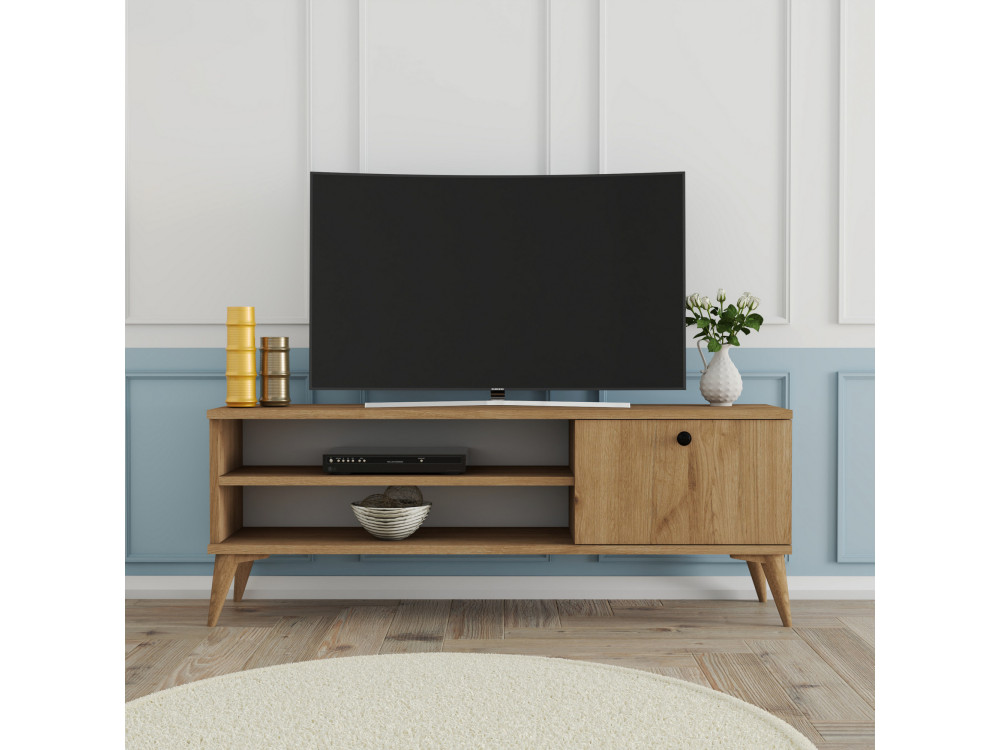 Retro" houten TV-meubel - 120 x 29 x 44 cm - Beige