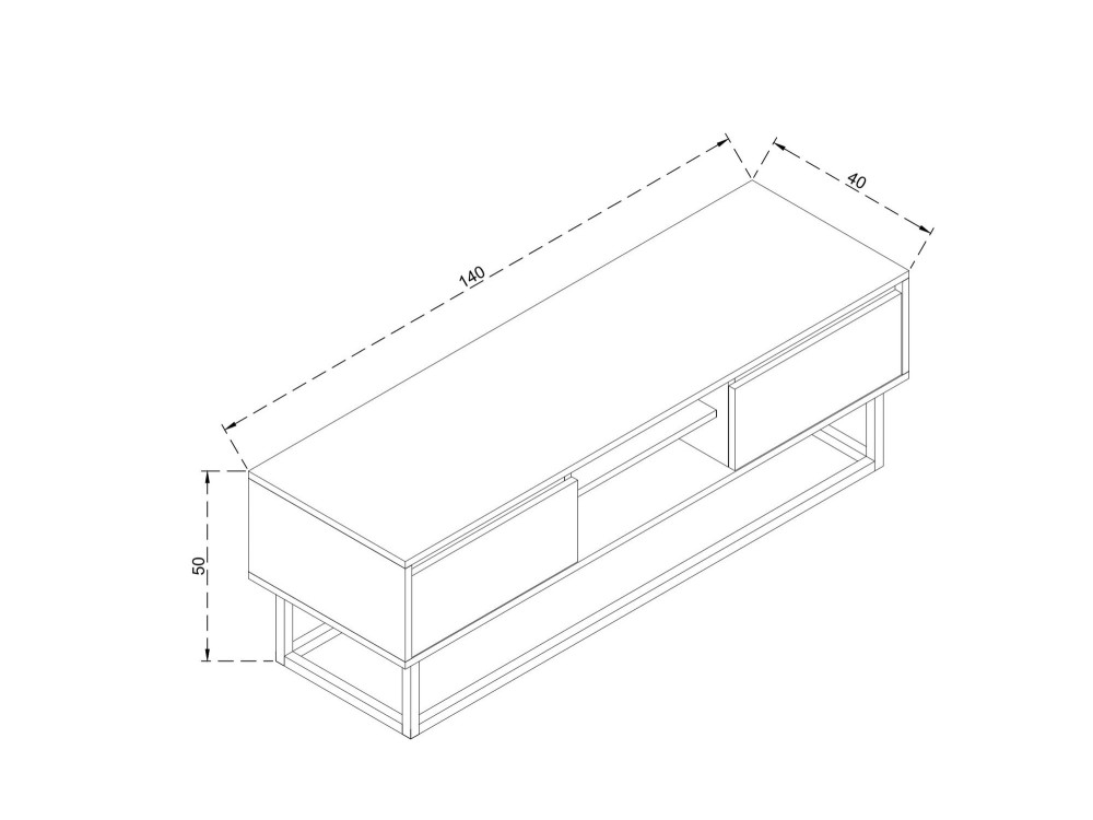 Houten TV-meubel "Laxus" - 140 x 40 x 50 cm - Bruin