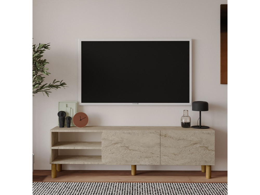 Houten TV-meubel "River" - 150 x 31 x 48 cm - Travertin