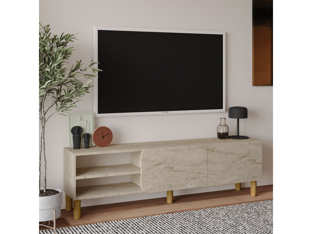 Houten TV-meubel "River" - 150 x 31 x 48 cm - Travertin