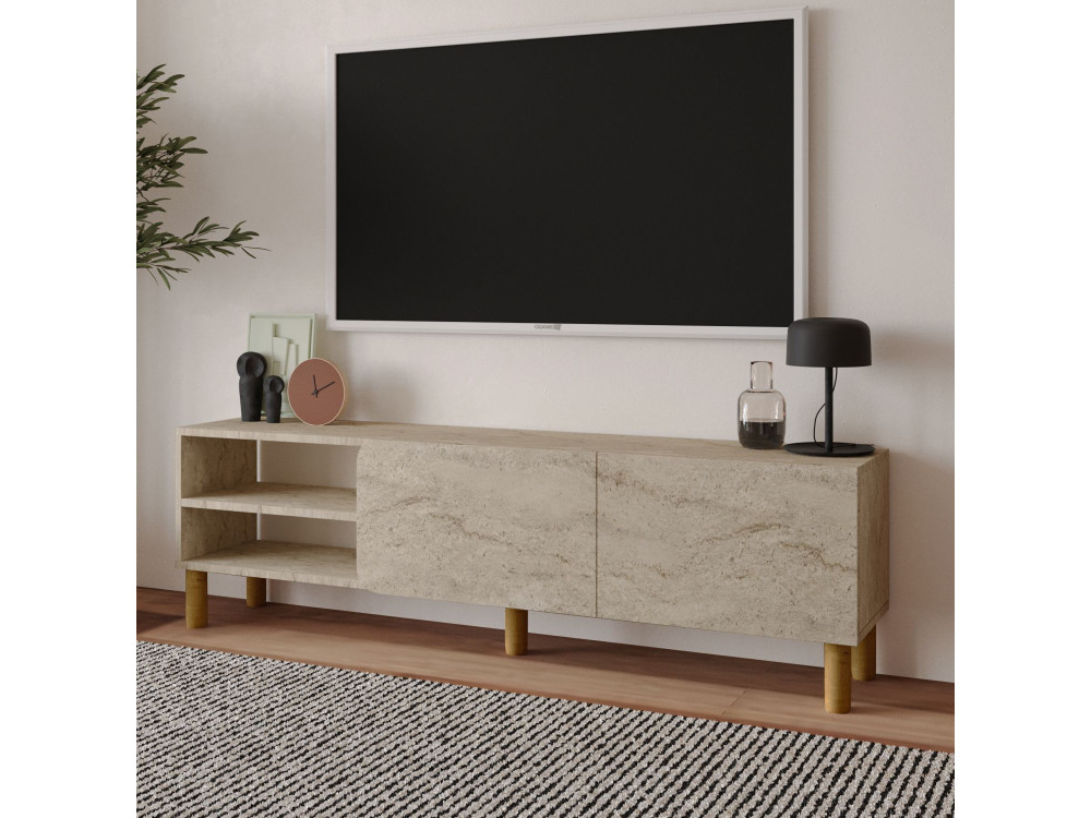 Houten TV-meubel "River" - 150 x 31 x 48 cm - Travertin