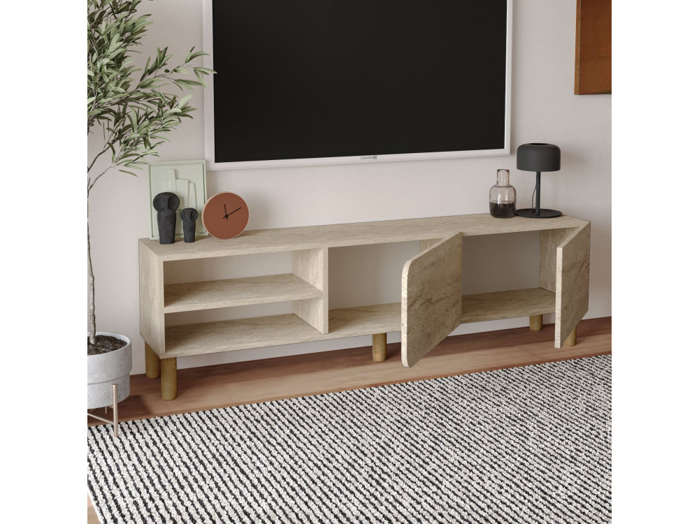 Houten TV-meubel "River" - 150 x 31 x 48 cm - Travertin