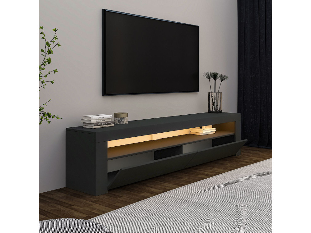 Houten TV-meubel "Bati" - 150 x 36 x 46 cm - Antraciet grijs