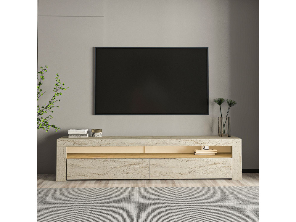 Houten TV-meubel "Bati" - 150 x 36 x 46 cm - Travertin