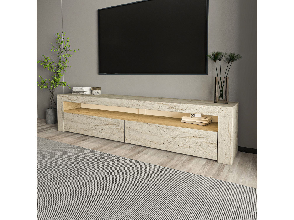Houten TV-meubel "Bati" - 150 x 36 x 46 cm - Travertin