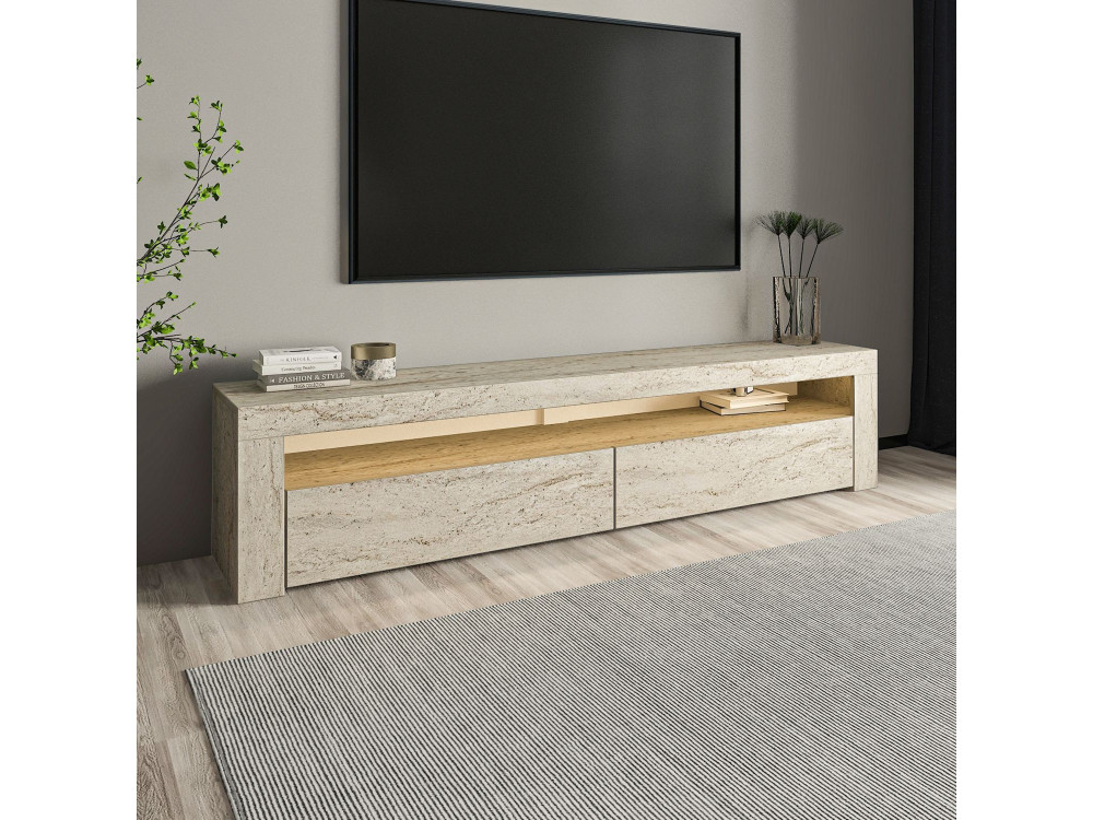Houten TV-meubel "Bati" - 150 x 36 x 46 cm - Travertin