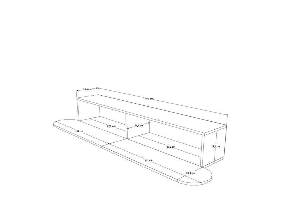 Houten TV-standaard LUM1 - 180 x 31 x 29 cm - Beige
