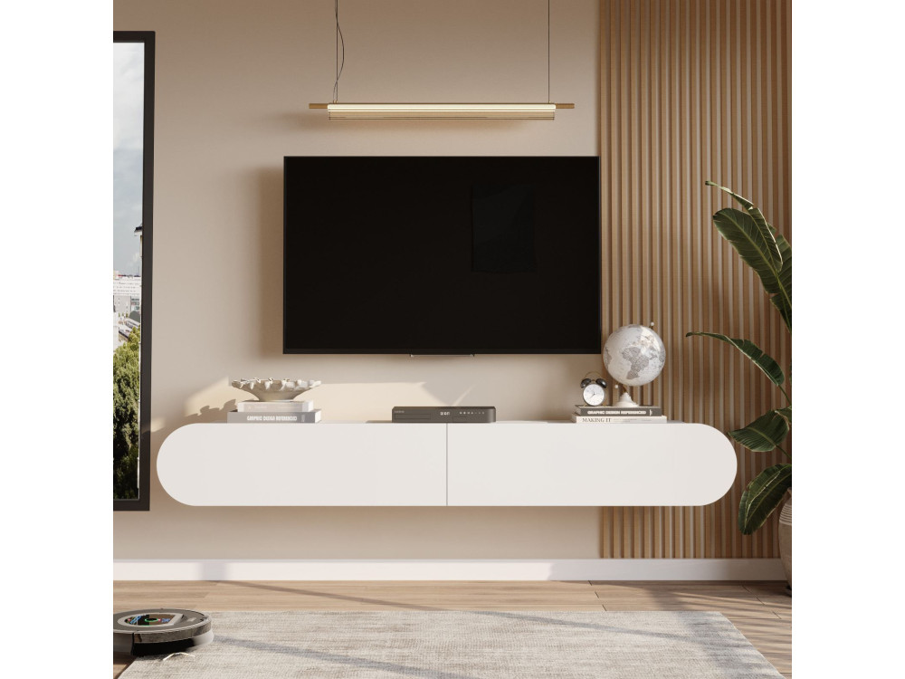 Houten TV-standaard LUM1 - 180 x 31 x 29 cm - Wit