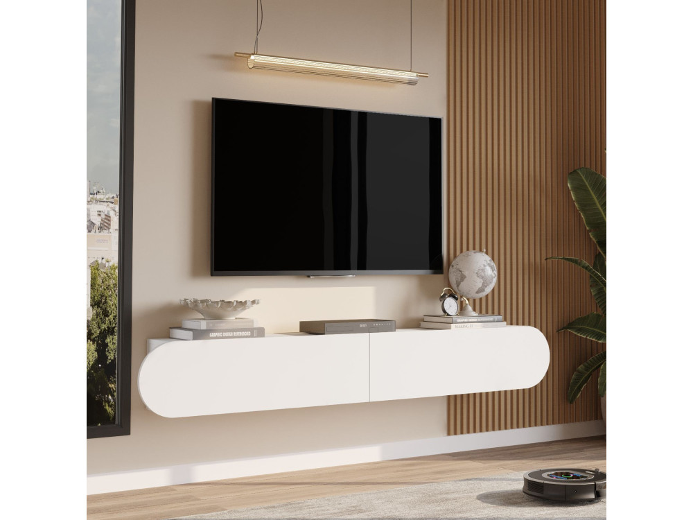 Houten TV-standaard LUM1 - 180 x 31 x 29 cm - Wit