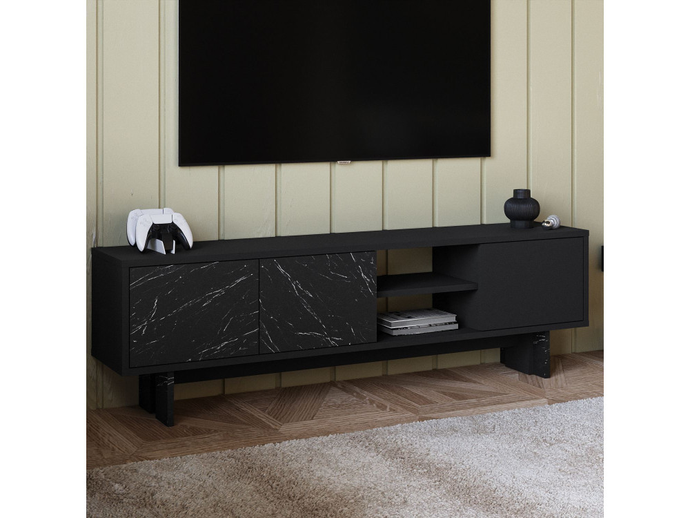 Houten TV-meubel "Ravello" - 150 x 30 x 45 cm - Zwart
