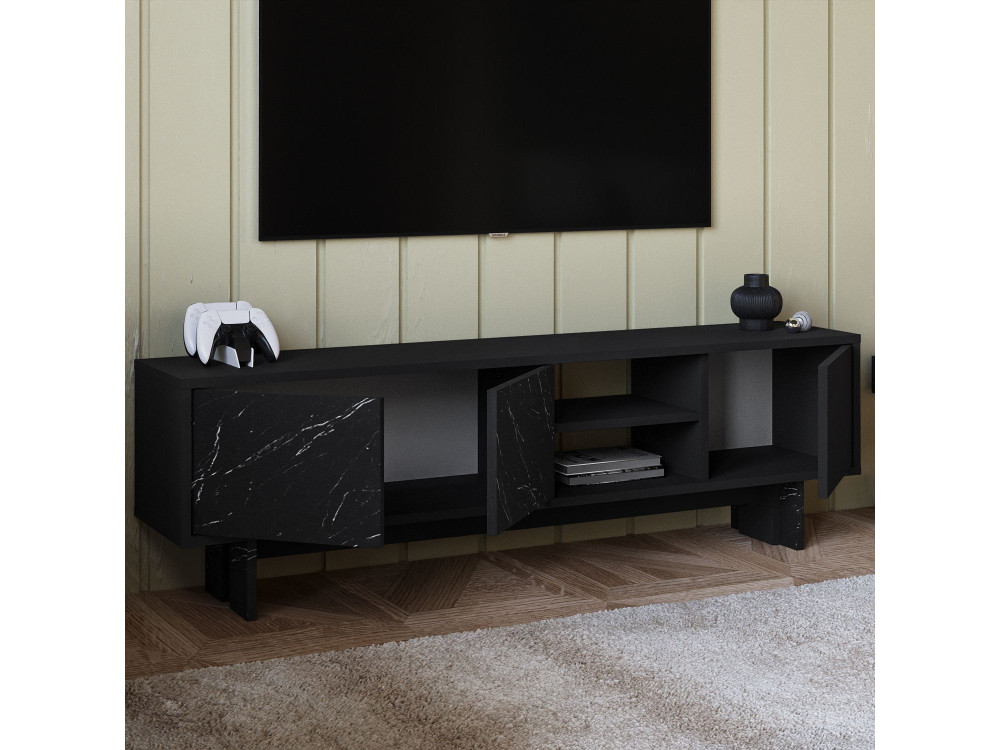 Houten TV-meubel "Ravello" - 150 x 30 x 45 cm - Zwart