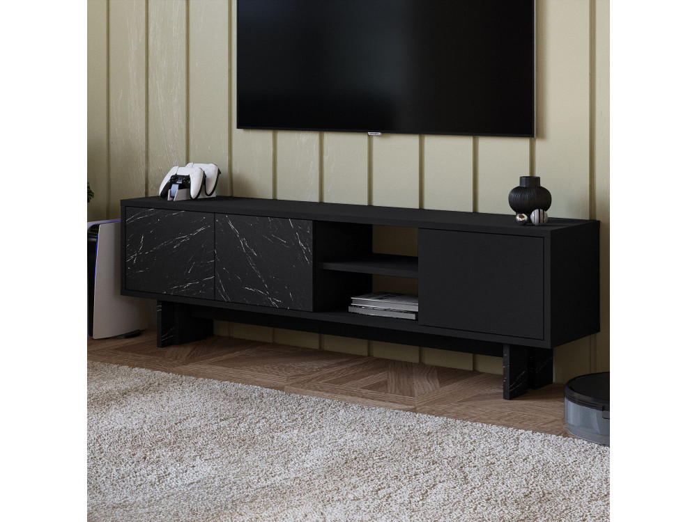 Houten TV-meubel "Ravello" - 150 x 30 x 45 cm - Zwart