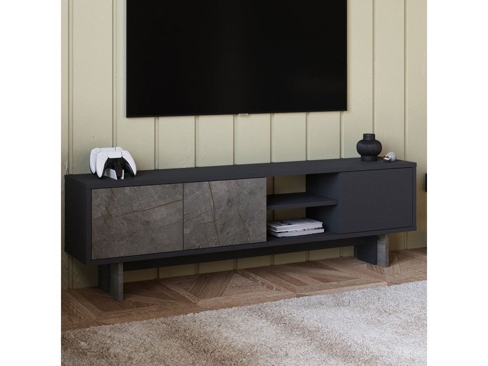 Houten TV-meubel "Ravello" - 150 x 30 x 45 cm - Antracietgrijs