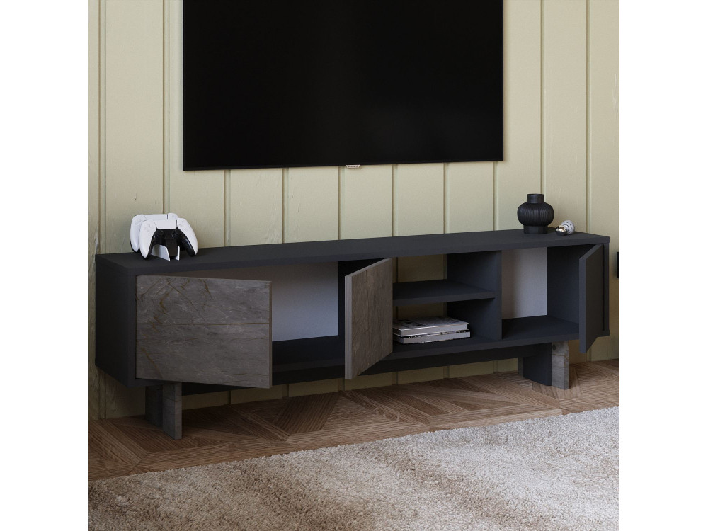 Houten TV-meubel "Ravello" - 150 x 30 x 45 cm - Antracietgrijs