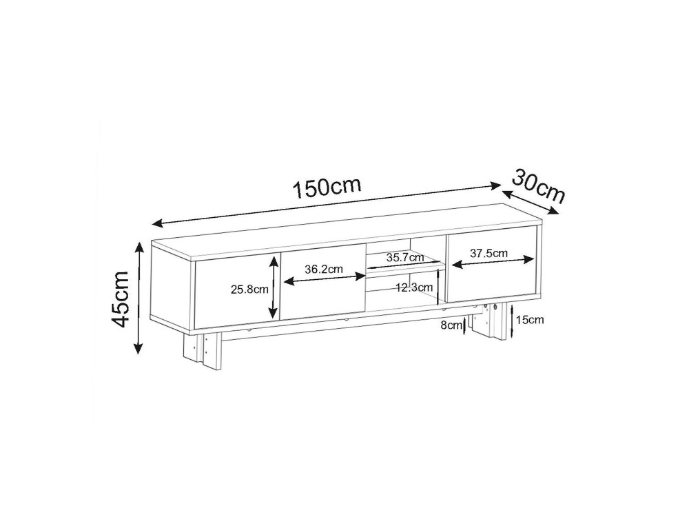 Houten TV-meubel "Ravello" - 150 x 30 x 45 cm - Bruin