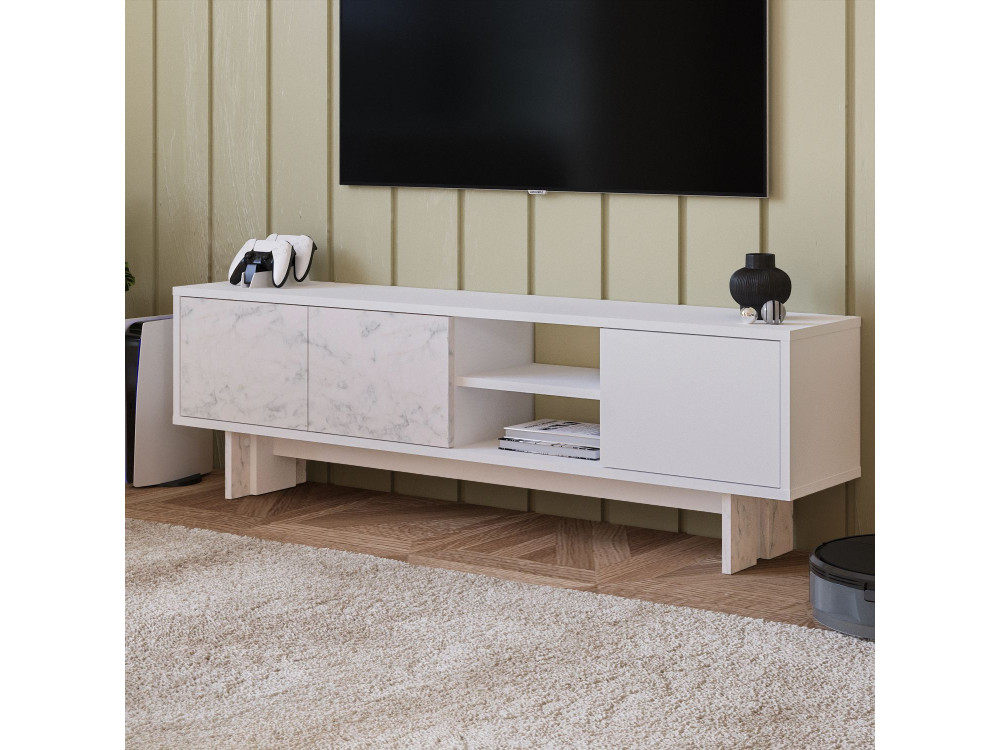 Houten TV-meubel "Ravello" - 150 x 30 x 45 cm - Wit