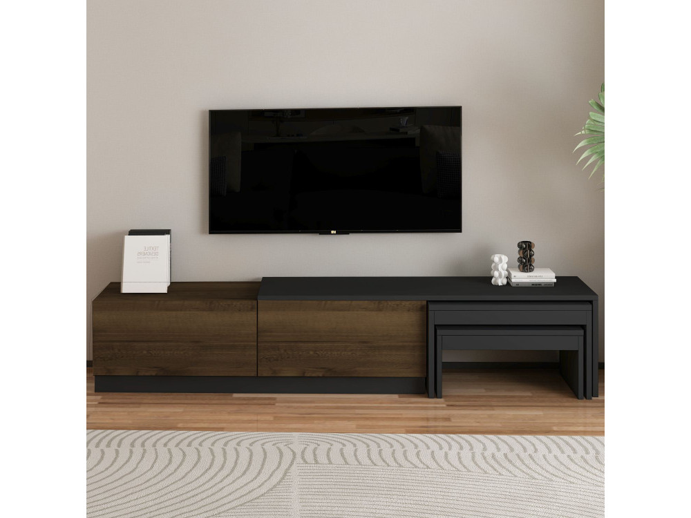 Nest" houten TV-meubel - 180 x 30 x 36 cm - Bruin