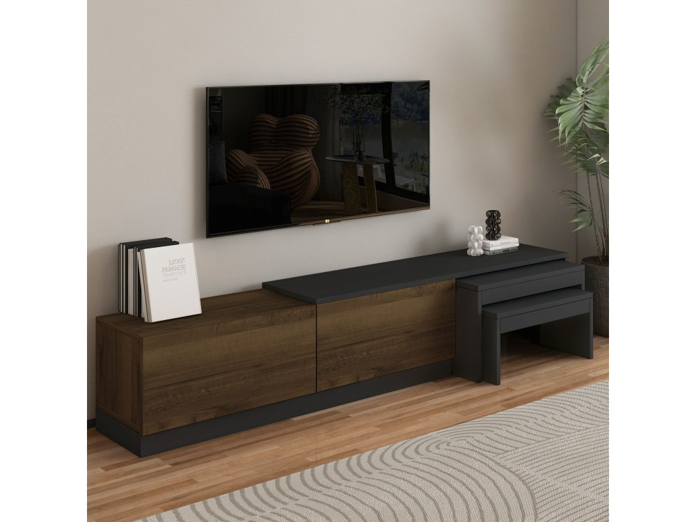 Nest" houten TV-meubel - 180 x 30 x 36 cm - Bruin