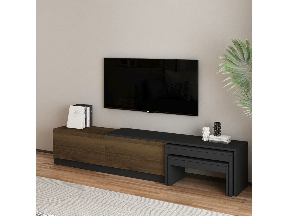 Nest" houten TV-meubel - 180 x 30 x 36 cm - Bruin