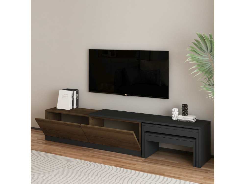 Nest" houten TV-meubel - 180 x 30 x 36 cm - Bruin