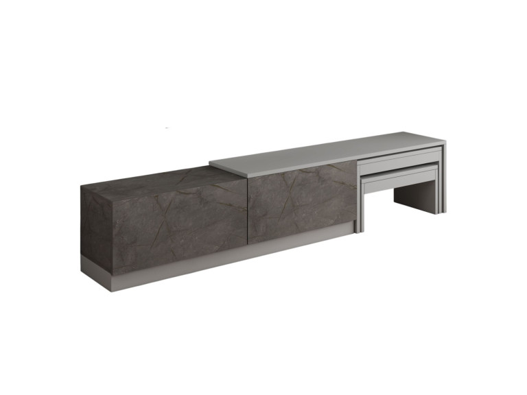 Nest" houten TV-meubel - 180 x 30 x 36 cm - Grijs