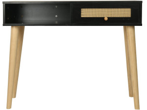 Sidetabel bijzettafel riet "Marine" - 100 x 29 x 81 cm - Zwart