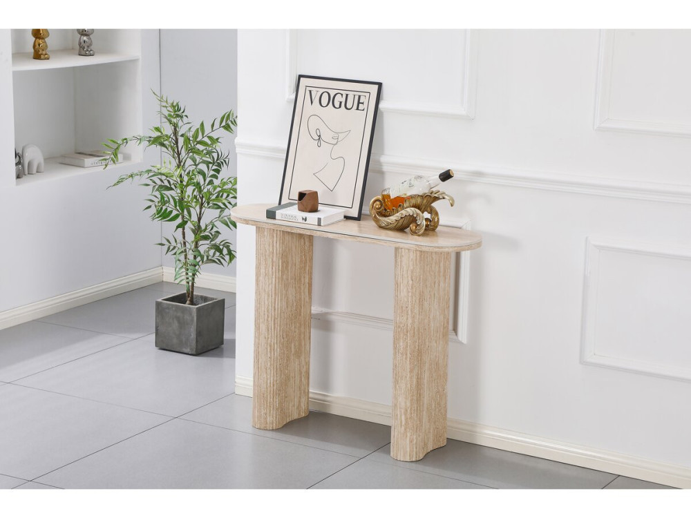 Consoletafel van keramiek travertijn "Alba" - 100 x 30 x 80 cm - Bruin