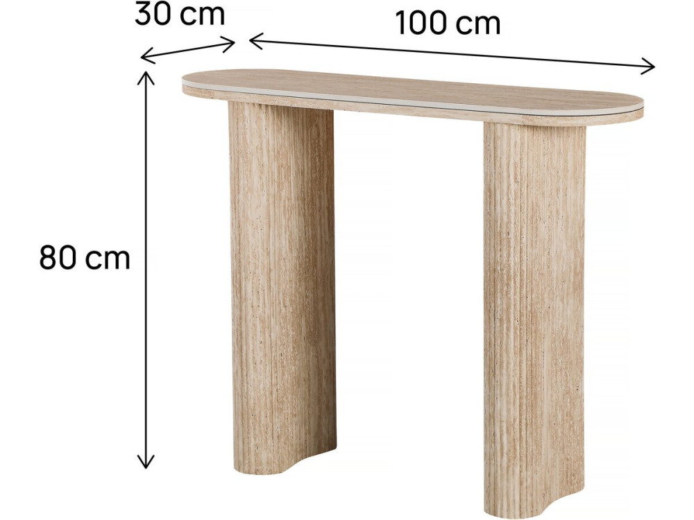 Consoletafel van keramiek travertijn "Alba" - 100 x 30 x 80 cm - Bruin