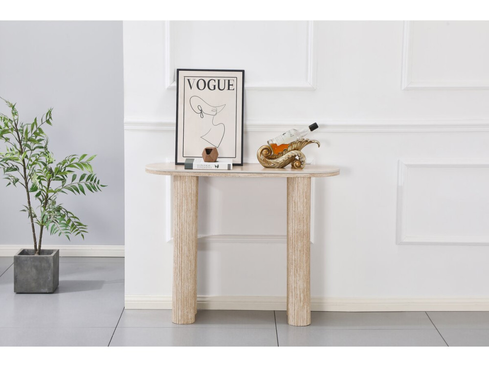 Consoletafel van keramiek travertijn "Alba" - 100 x 30 x 80 cm - Bruin