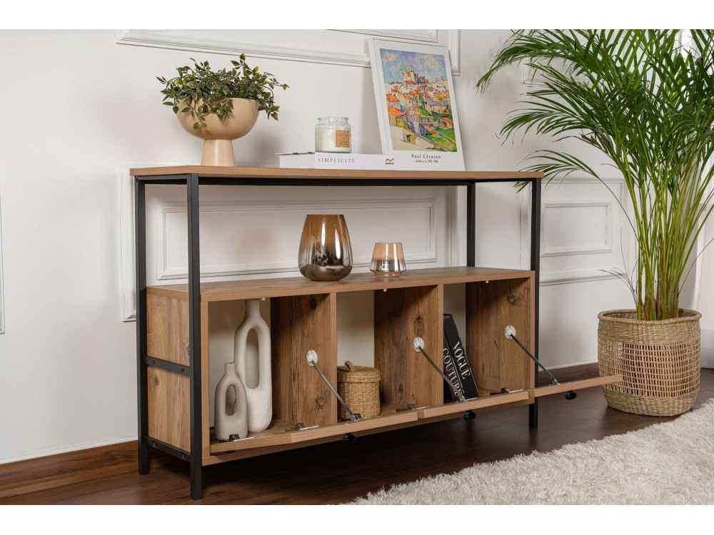 Houten console "Solace" - 120 x 29 x 77 cm - Zwart Atlantisch Grenen
