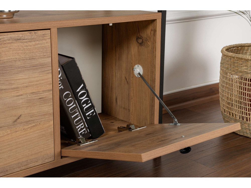 Houten console "Solace" - 120 x 29 x 77 cm - Zwart Atlantisch Grenen