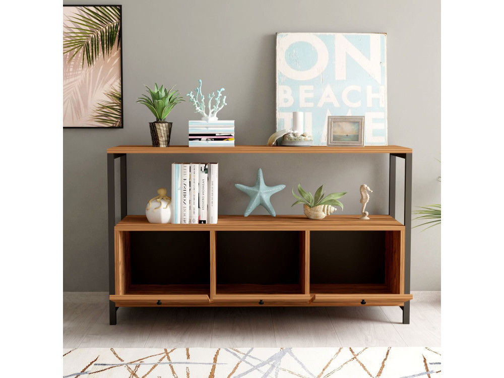 Houten dressoir "Nero" - 120 x 30 x 75 cm - Zwart Atlantisch grenen