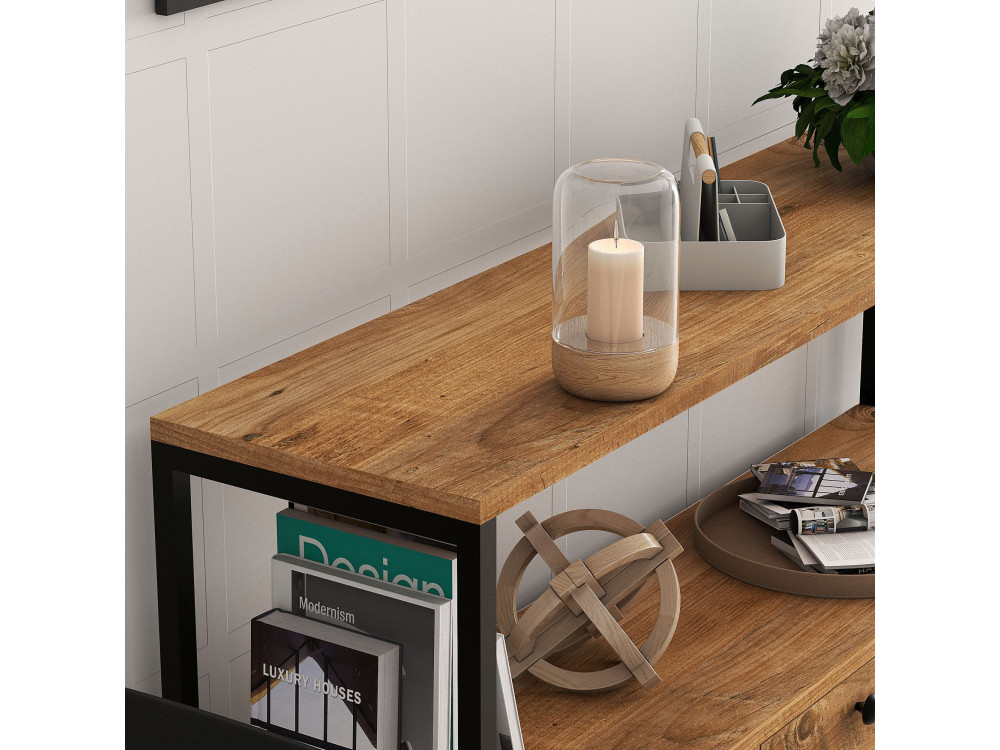 Houten dressoir "Nero" - 120 x 30 x 75 cm - Zwart Atlantisch grenen