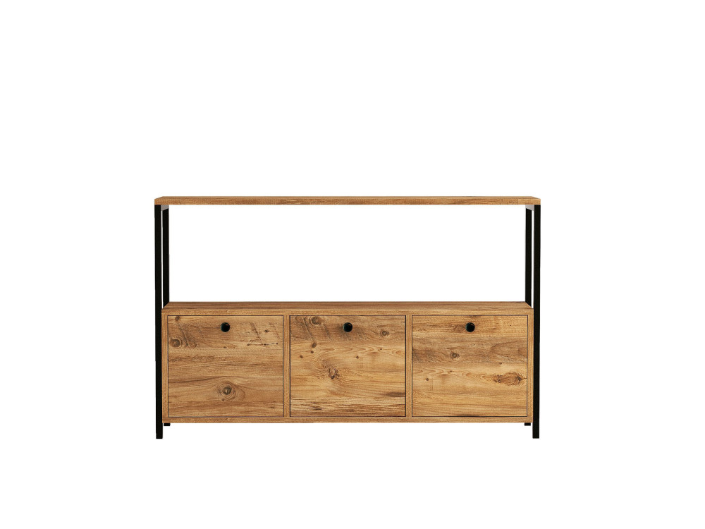 Houten dressoir "Nero" - 120 x 30 x 75 cm - Zwart Atlantisch grenen