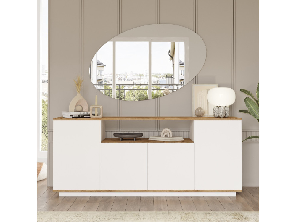 Houten dressoir FR15 - 180 x 44 x 75 cm - Atlantic Pine Wit