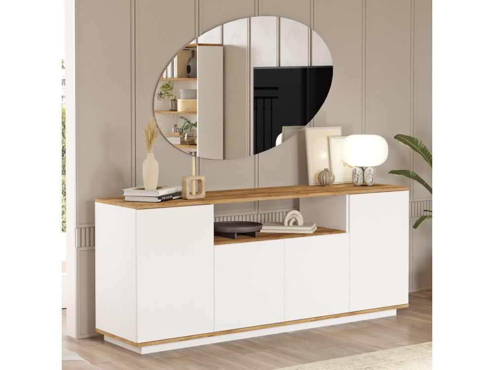 Houten dressoir FR15 - 180 x 44 x 75 cm - Atlantic Pine Wit