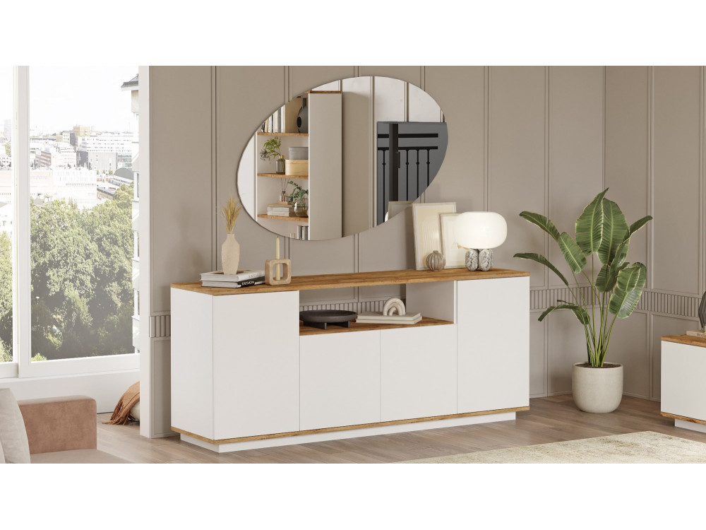 Houten dressoir FR15 - 180 x 44 x 75 cm - Atlantic Pine Wit