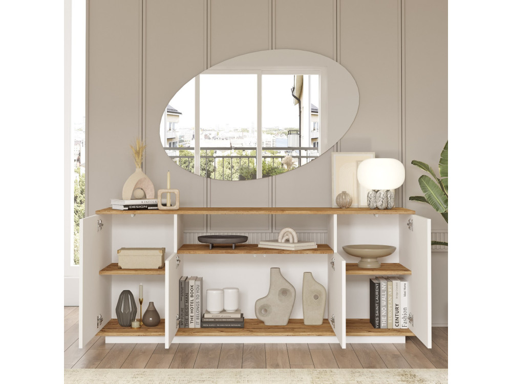 Houten dressoir FR15 - 180 x 44 x 75 cm - Atlantic Pine Wit