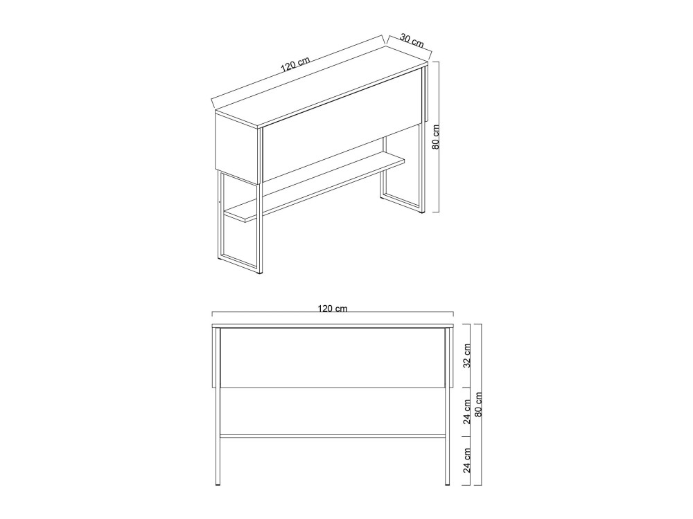 Luxe" houten console - 120 x 30 x 80 cm - Zwart Travertin