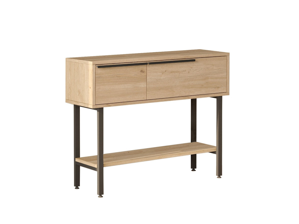 Calvin" houten console met spiegel - 100 x 30 x 76 cm - Bruin