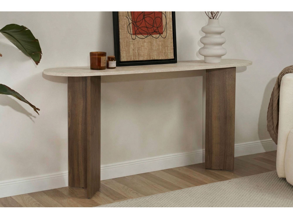 Houten console "Sira" - 150 x 35 x 75 cm - Travertin