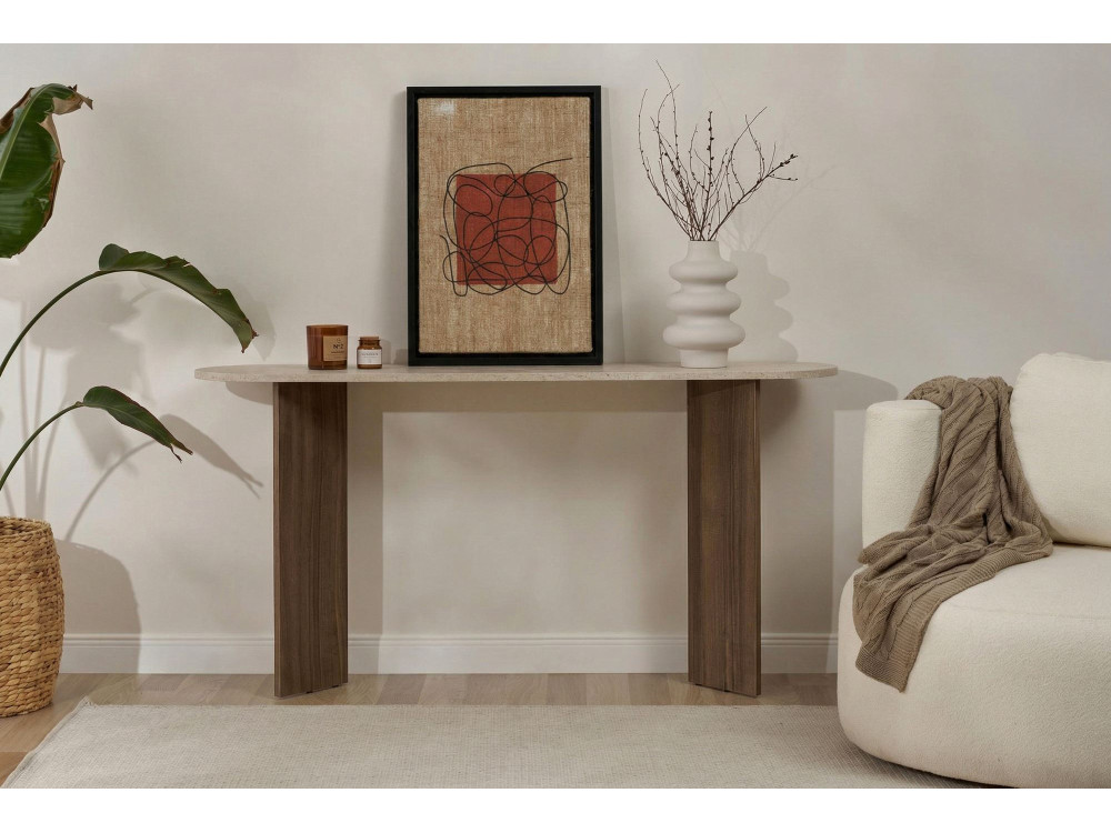 Houten console "Sira" - 150 x 35 x 75 cm - Travertin