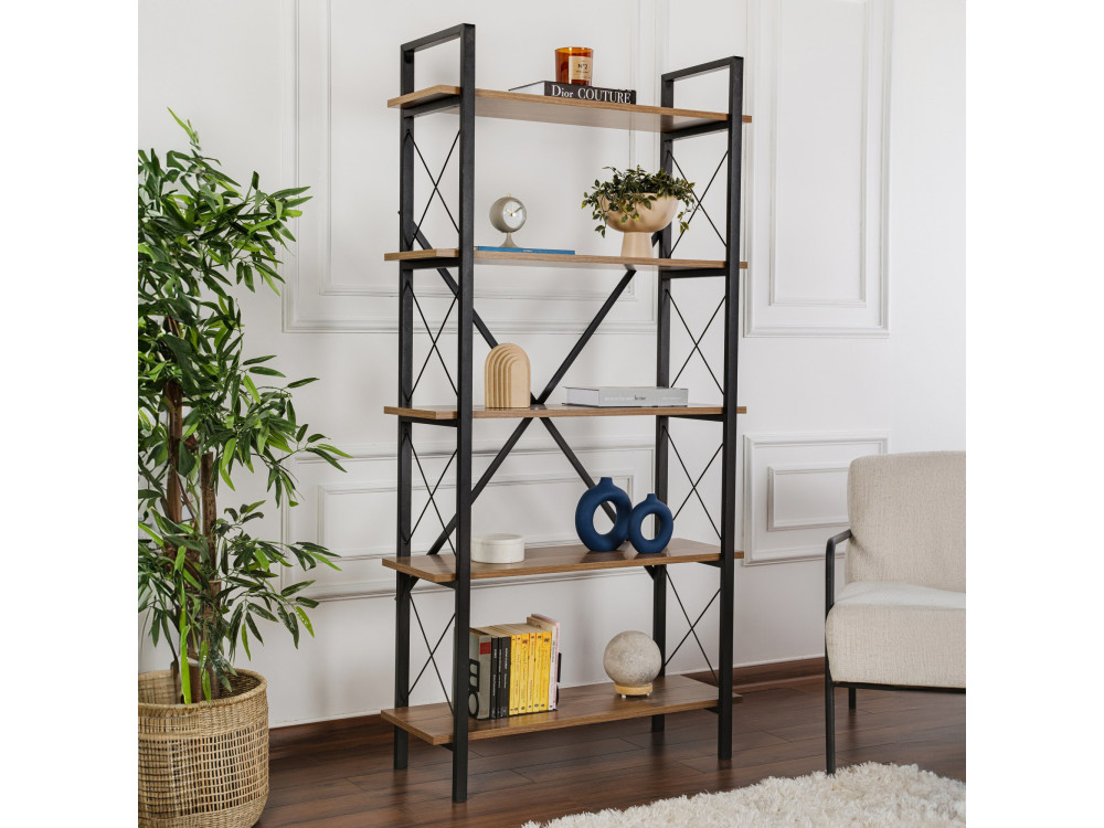 Houten boekenkast "Elysian" - 90 x 33 x 180 cm - NotenZwart