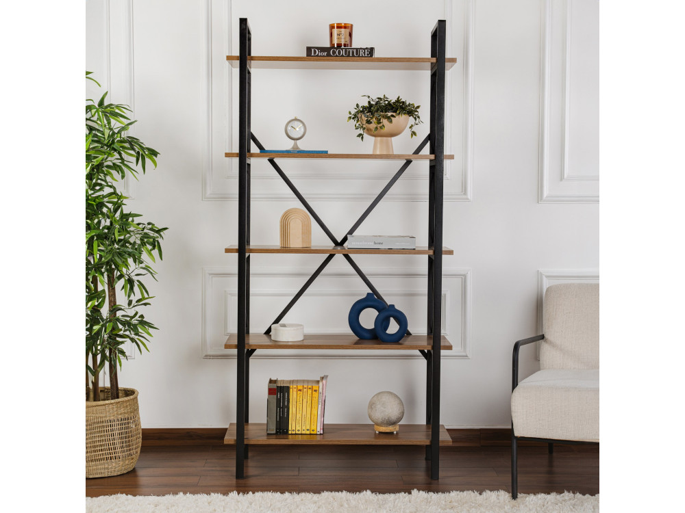 Houten boekenkast "Elysian" - 90 x 33 x 180 cm - NotenZwart