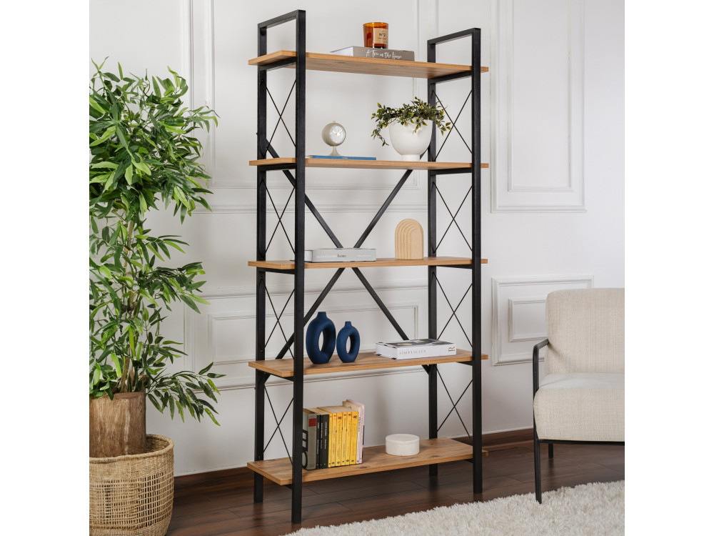 Houten boekenkast "Elysian" - 90 x 33 x 180 cm - Atlantic PineZwart