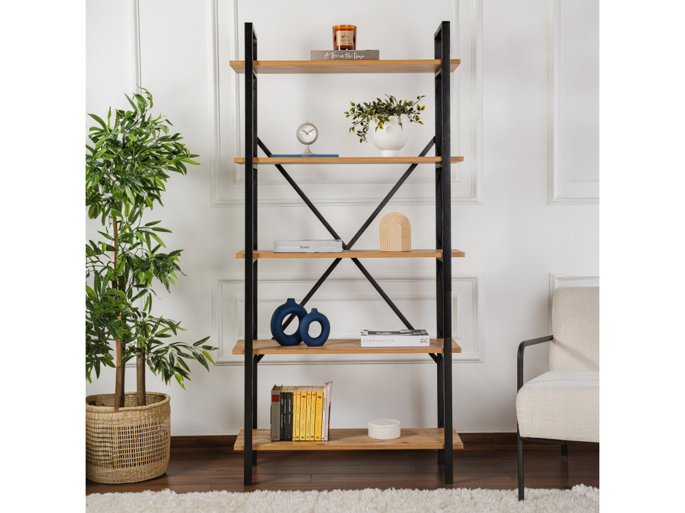 Houten boekenkast "Elysian" - 90 x 33 x 180 cm - Atlantic PineZwart